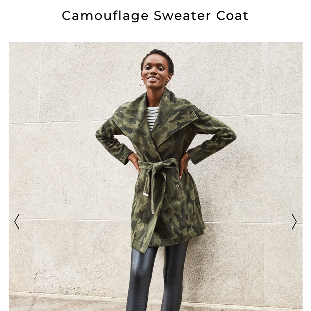 White House Black Market Camouflage Sweater Coat, LG